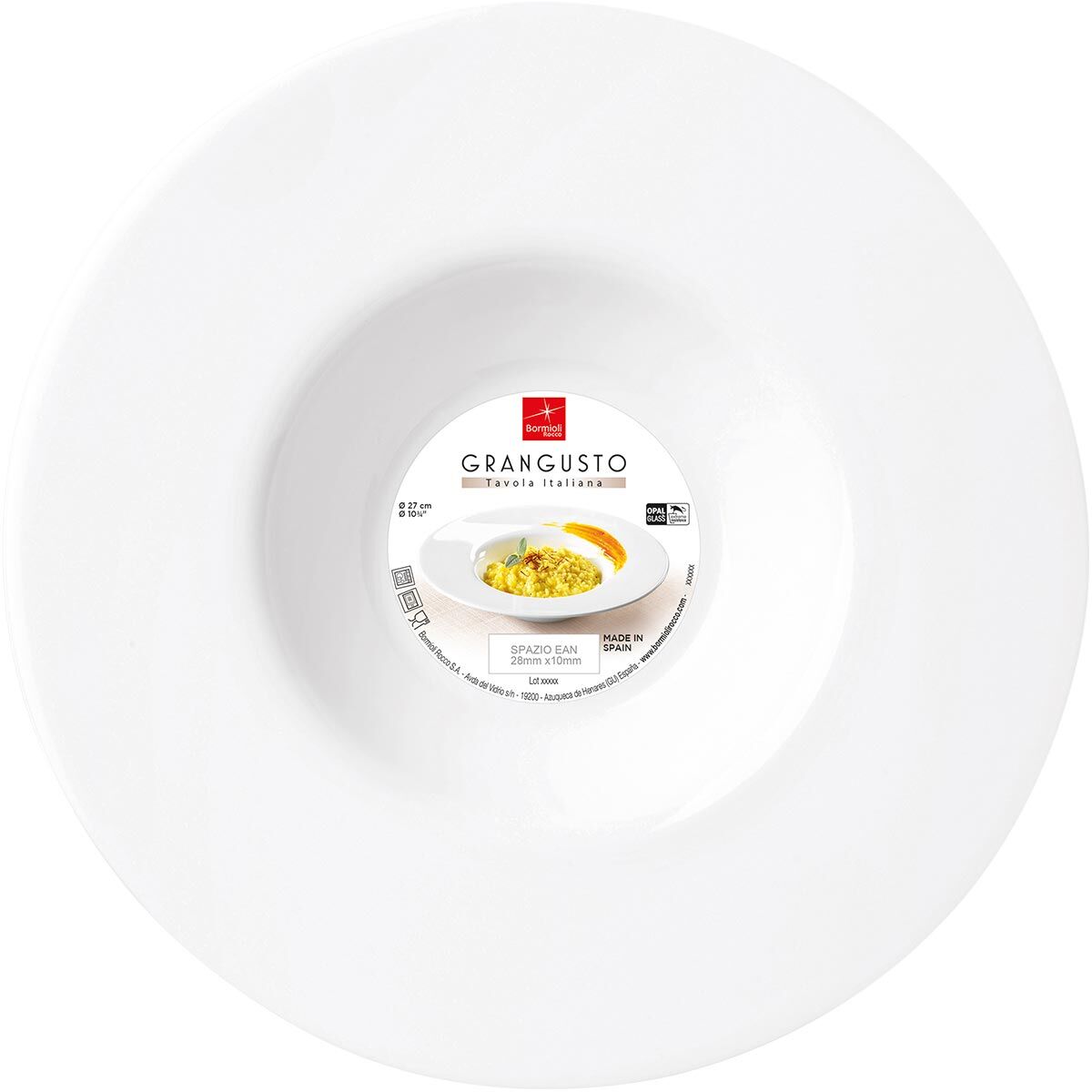 Prato Risotto Bormioli Rocco Grangusto Vidro Temperado 5X27X27Cm Branco 15623 1