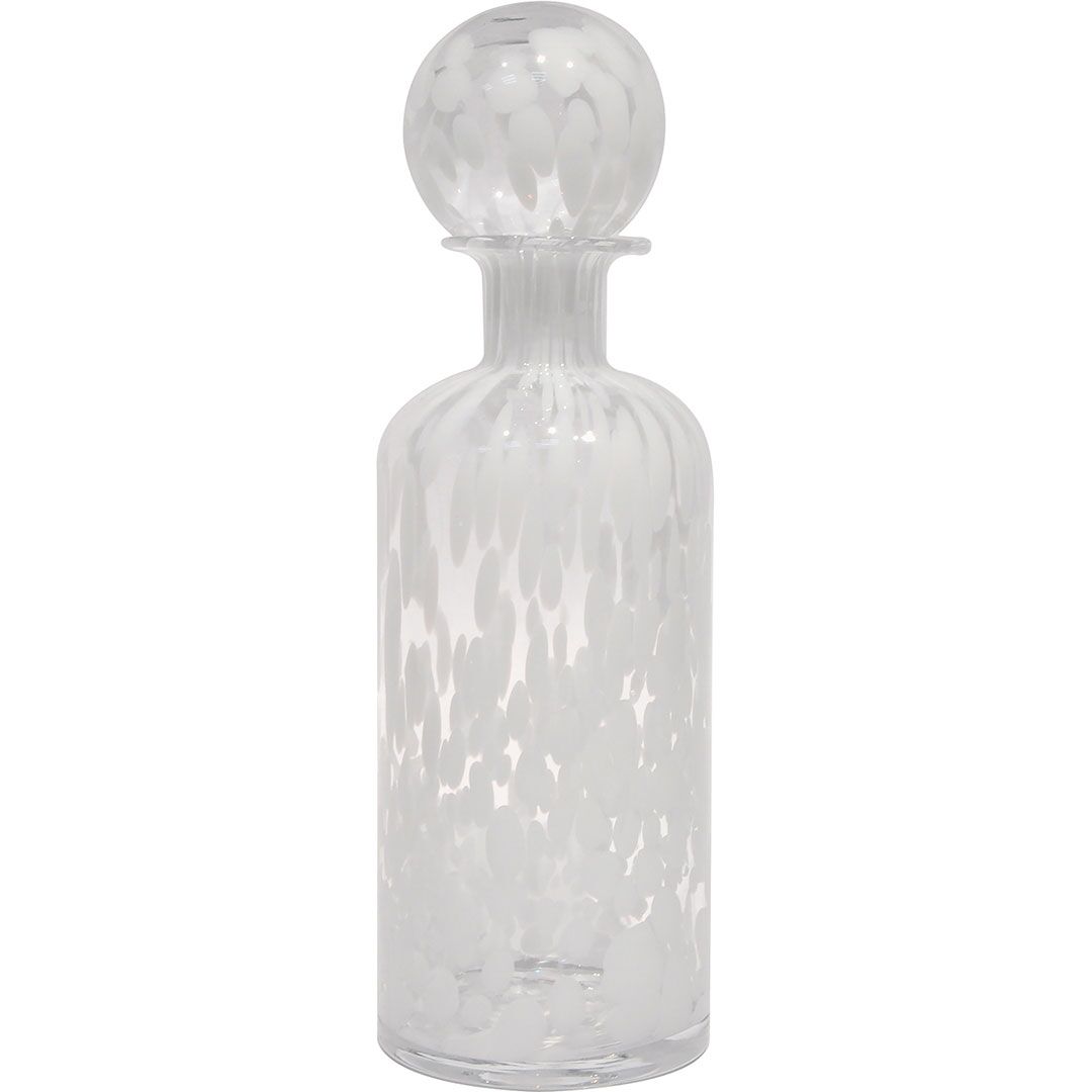 Garrafa Decorativa Messina Com Tampa Vidro 35X12X12Cm Branco 17977 1