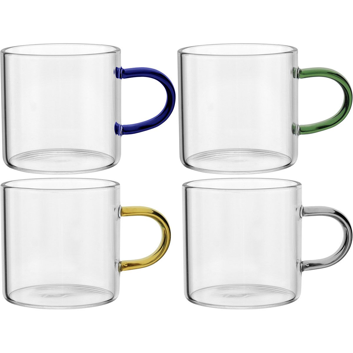 Jg 4Pç Xícara Alça Multicolor Borossilicato 100Ml 5X5X5Cm 18830 1
